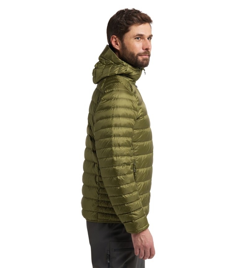 Men's Haglöfs Roc Down Hood Insulated Jackets Olive Green Canada | IM50-509