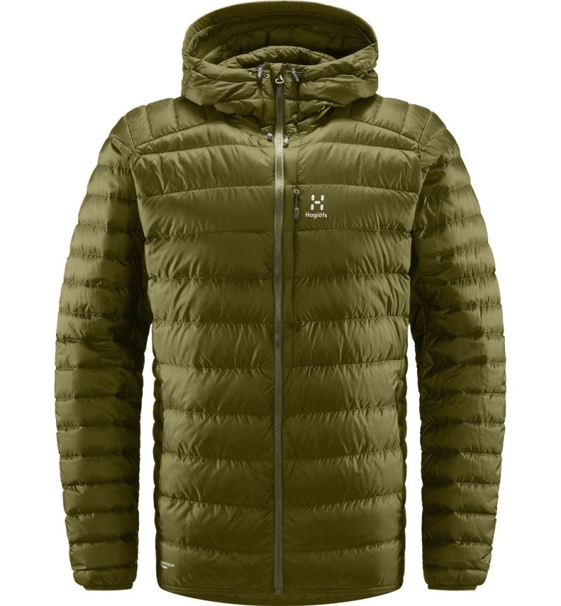 Men's Haglöfs Roc Down Hood Insulated Jackets Olive Green Canada | IM50-509