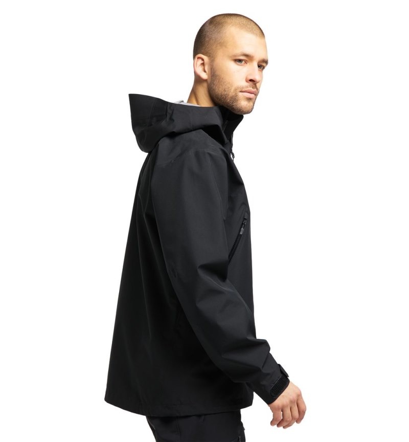 Men's Haglöfs Roc GTX Jacket Windbreaker Black Canada | VB98-888