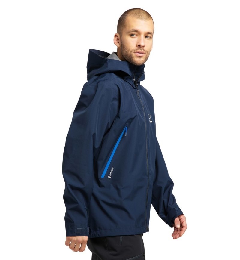 Men's Haglöfs Roc GTX Jacket Windbreaker Blue Canada | YJ18-134