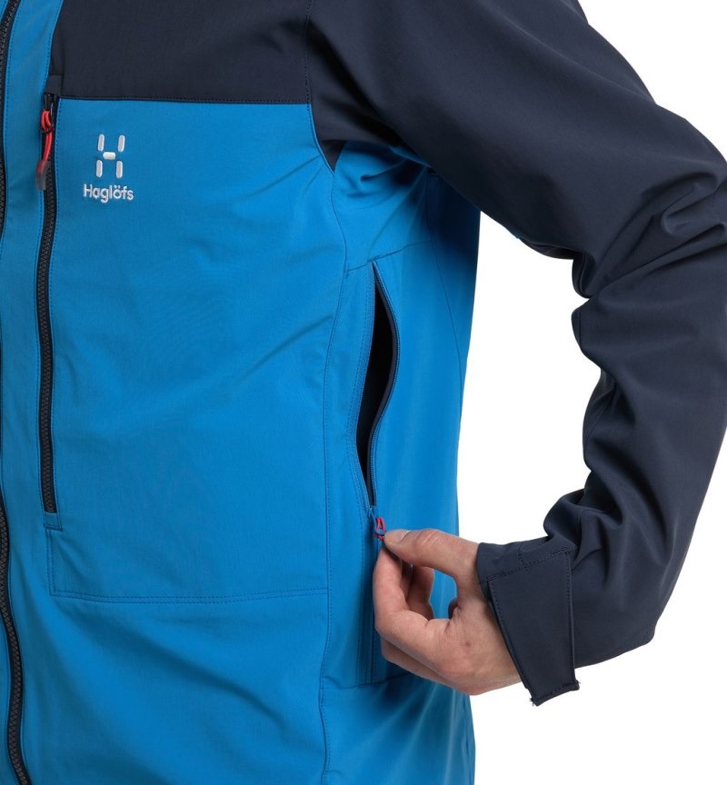 Men's Haglöfs Roc Sight Softshell Jacket Windbreaker Blue / Blue Canada | OX81-813