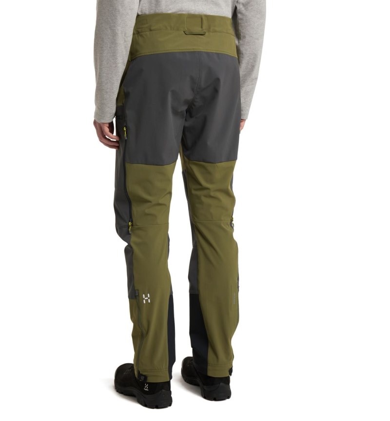 Men's Haglöfs Roc Sight Softshell Pant Softshell Trousers Olive Green / Magnetite Canada | OF91-314