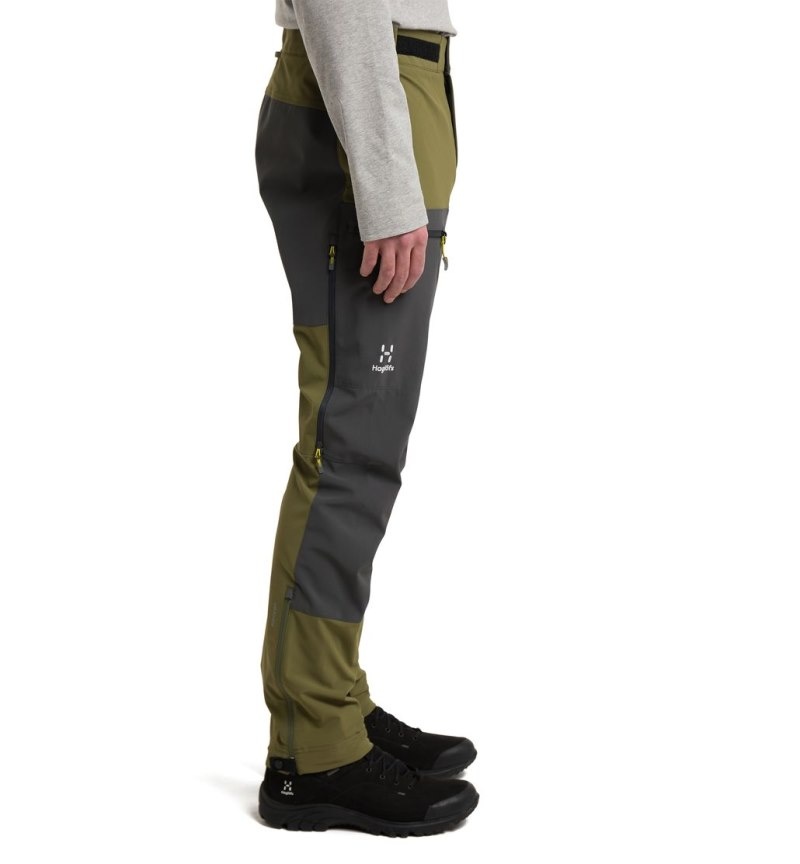 Men's Haglöfs Roc Sight Softshell Pant Softshell Trousers Olive Green / Magnetite Canada | OF91-314