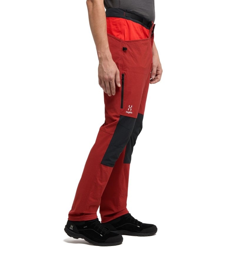 Men's Haglöfs Roc Spitz Pant Waterproof Trousers Corrosion / Red Canada | UH32-998