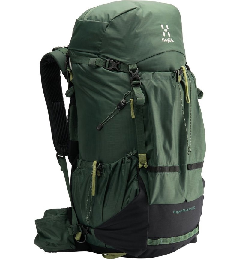 Men's Haglöfs Rugged Mountain 60 Hiking Backpacks Green / Black Canada | NK24-333