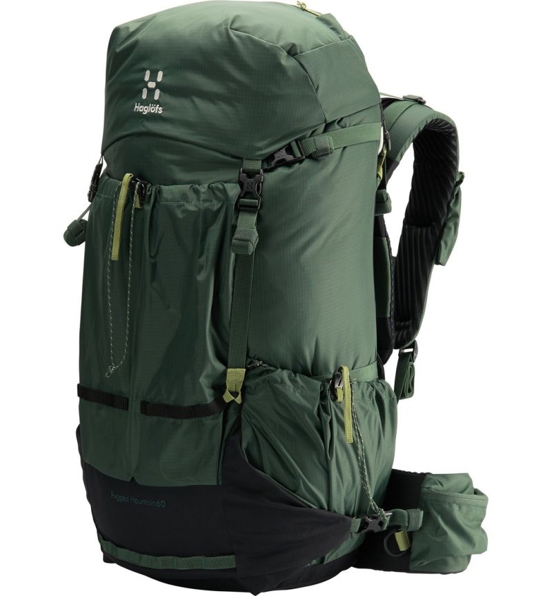 Men\'s Haglöfs Rugged Mountain 60 Hiking Backpacks Green / Black Canada | NK24-333