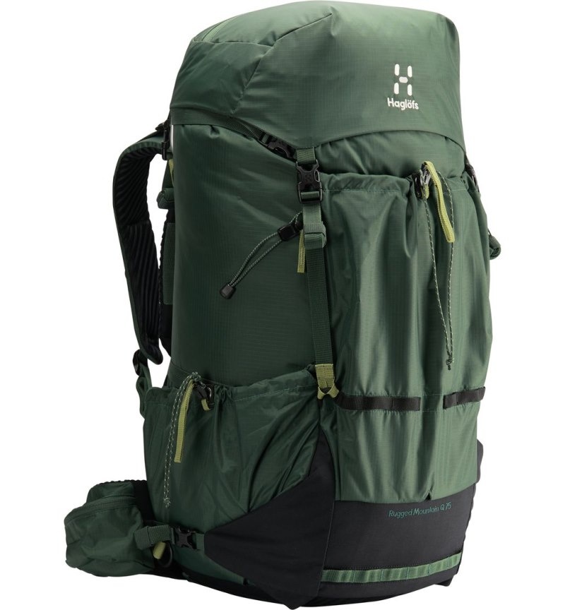 Men's Haglöfs Rugged Mountain Q 75 Backpacks Green / Black Canada | PG97-853