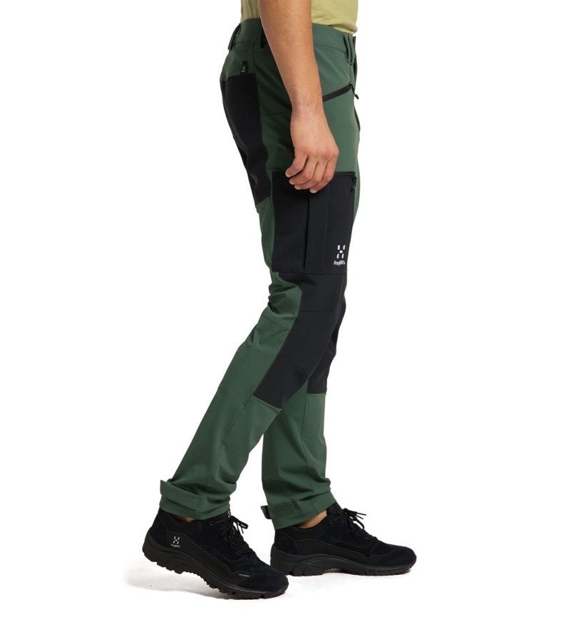 Men's Haglöfs Rugged Slim Pant Hiking Trousers Green / Black Canada | DQ66-617