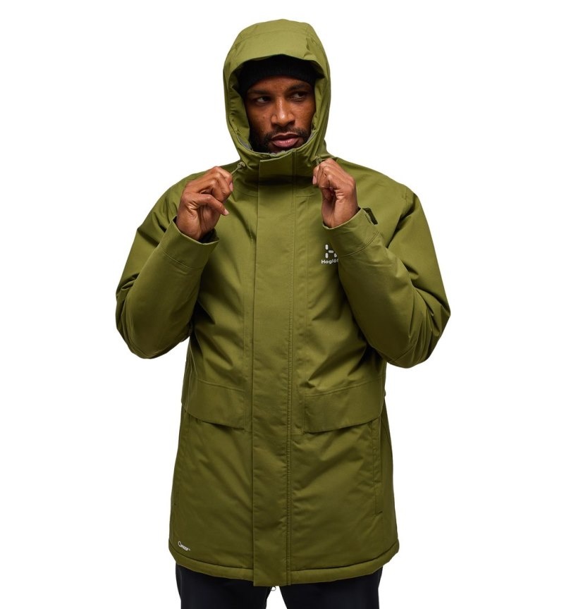 Men's Haglöfs Salix Proof Mimic Parka Insulated Jackets Olive Green Canada | RM57-275