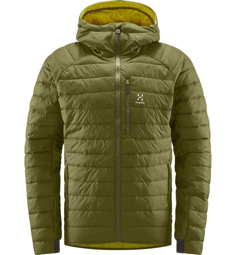 Men's Haglöfs Spire Mimic Hood Insulated Jackets Olive Green Canada | XH76-512