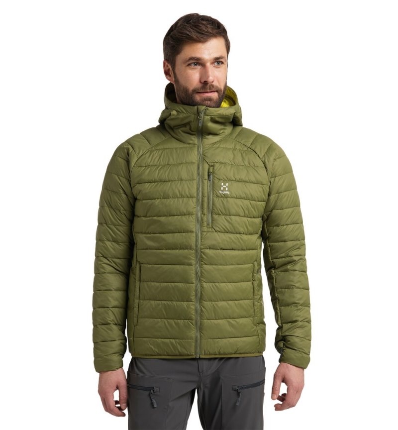 Men\'s Haglöfs Spire Mimic Hood Insulated Jackets Olive Green Canada | XH76-512