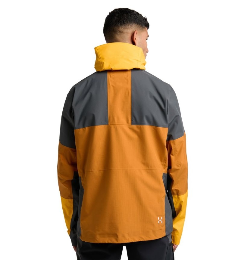 Men's Haglöfs Spitz GTX Pro Jacket Windbreaker Golden Brown / Magnetite Canada | HJ66-983