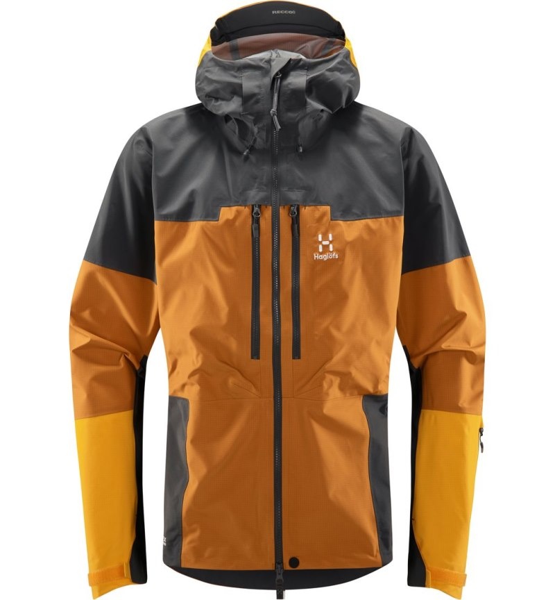 Men's Haglöfs Spitz GTX Pro Jacket Windbreaker Golden Brown / Magnetite Canada | HJ66-983