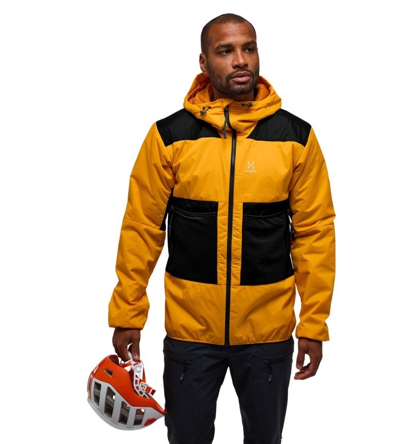 Men's Haglöfs Spitz Mimic Hood Insulated Jackets Yellow / Black Canada | PG40-788