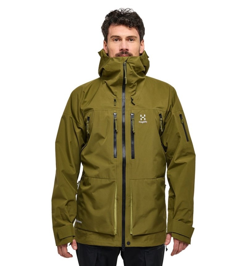 Men\'s Haglöfs Vassi GTX Jacket Windbreaker Olive Green / Green Canada | VV49-462