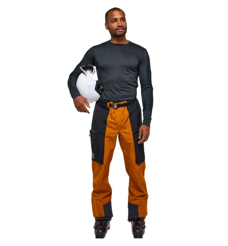 Men's Haglöfs Vassi GTX Pant Waterproof Trousers Golden Brown / Black Canada | QR73-863