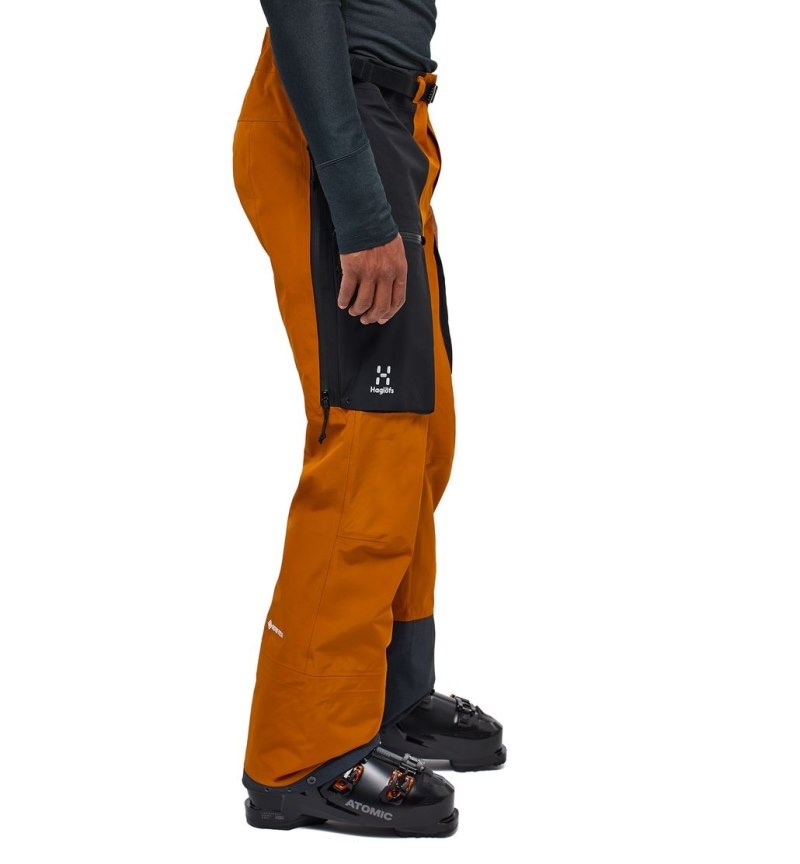 Men's Haglöfs Vassi GTX Pant Waterproof Trousers Golden Brown / Black Canada | QR73-863