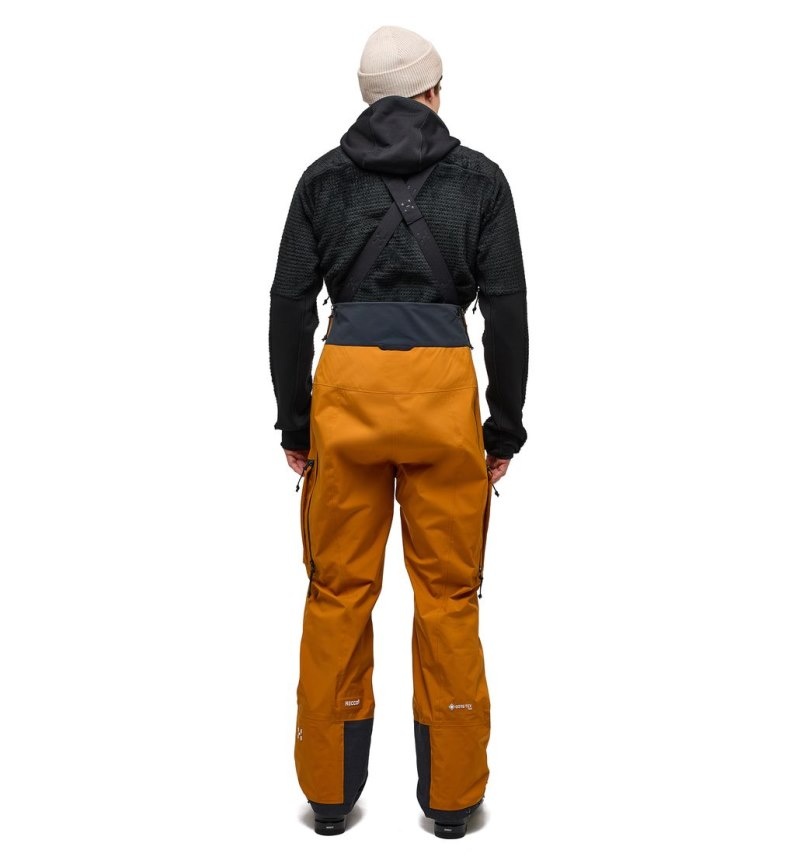 Men's Haglöfs Vassi GTX Pro Bib Waterproof Trousers Golden Brown Canada | YB11-845