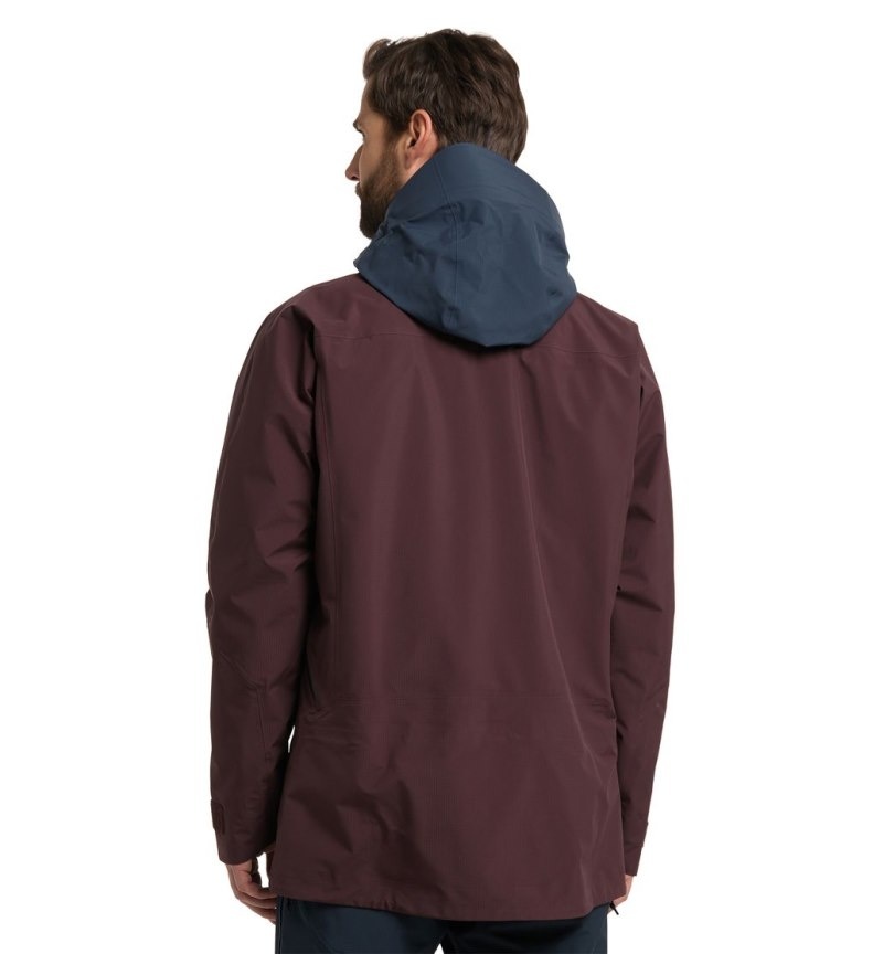 Men's Haglöfs Vassi GTX Pro Jacket Windbreaker Burgundy Brown / Blue Canada | NU66-058