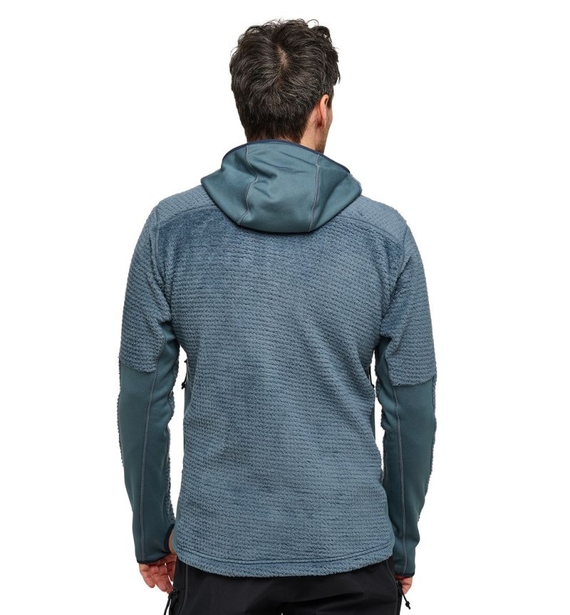 Men's Haglöfs Vassi Mid Hood Fleece Jackets Blue Canada | ZV62-764