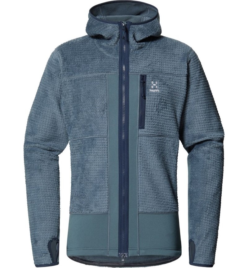 Men's Haglöfs Vassi Mid Hood Fleece Jackets Blue Canada | ZV62-764