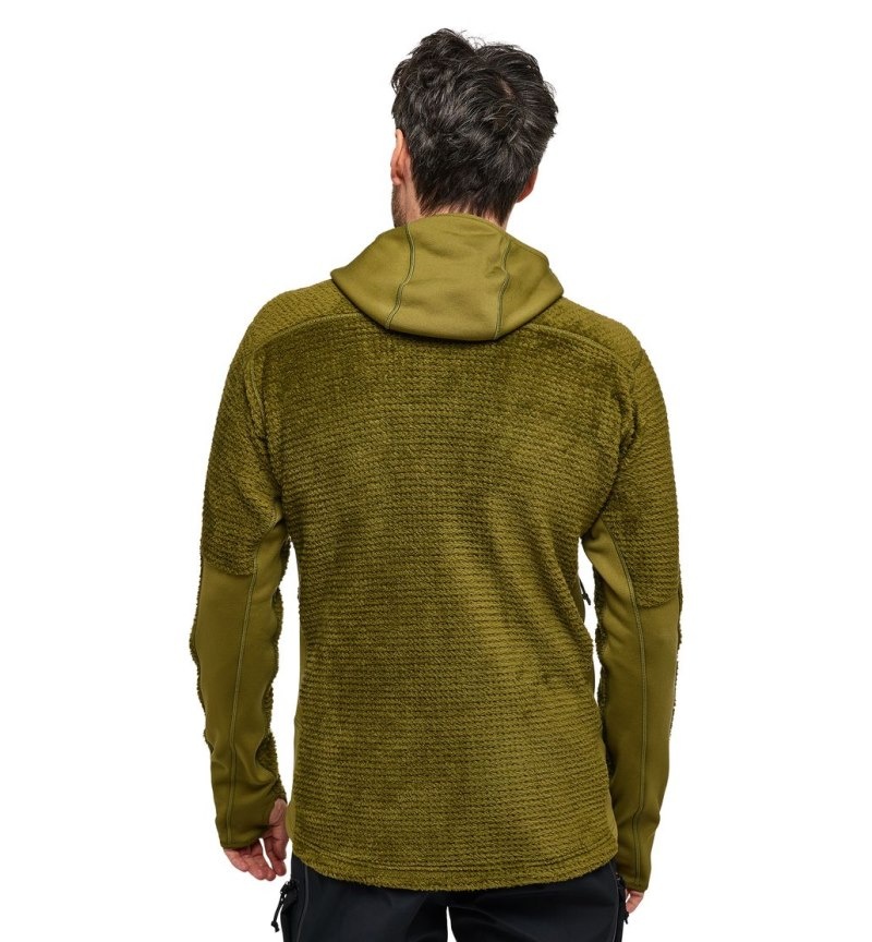 Men's Haglöfs Vassi Mid Hood Fleece Jackets Olive Green Canada | DK91-853