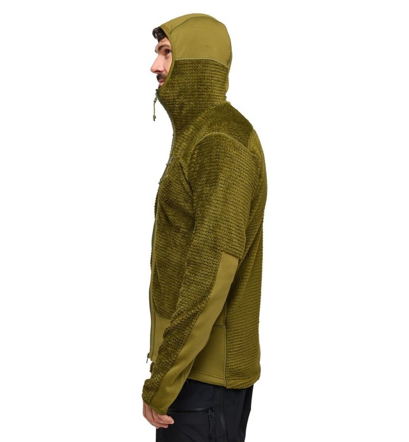 Men's Haglöfs Vassi Mid Hood Fleece Jackets Olive Green Canada | DK91-853