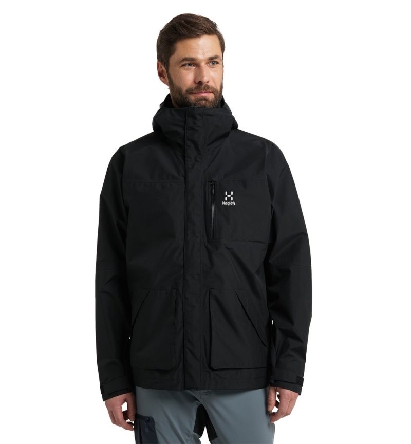 Men\'s Haglöfs Vide GTX Jacket Windbreaker Black Canada | BZ44-603