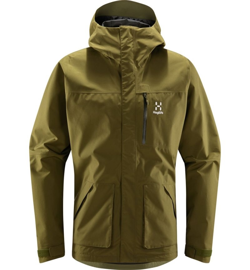 Men's Haglöfs Vide GTX Jacket Windbreaker Olive Green Canada | KW04-226