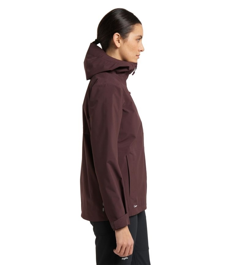 Women's Haglöfs Aria Proof Jacket Windbreaker Burgundy Brown Canada | XS28-847