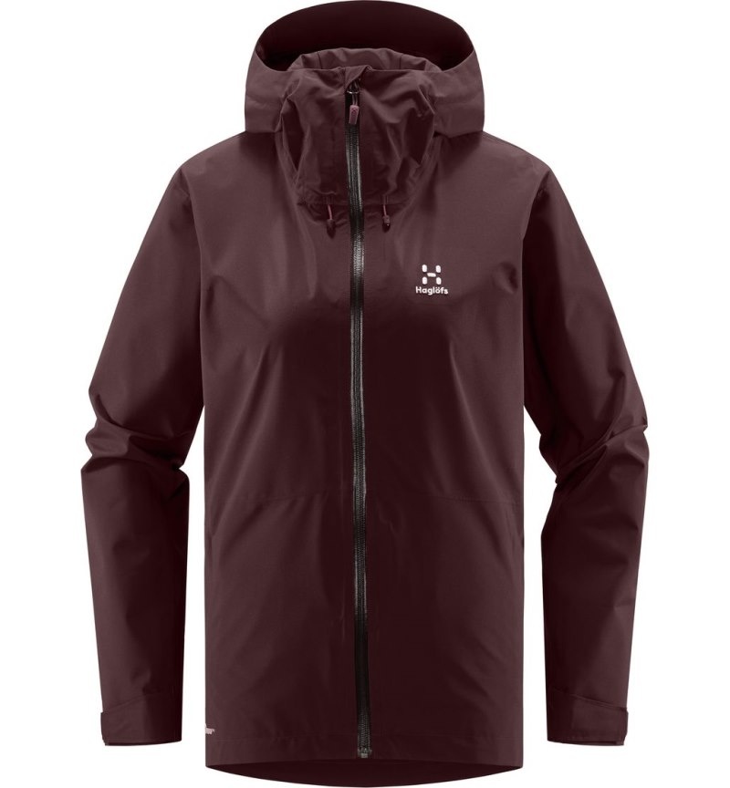 Women's Haglöfs Aria Proof Jacket Windbreaker Burgundy Brown Canada | XS28-847