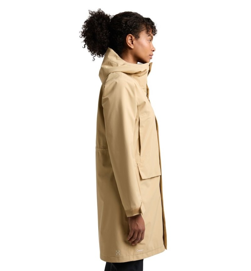 Women's Haglöfs Aria Proof Parka Waterproof Jackets & Raincoats Beige Canada | QD16-374