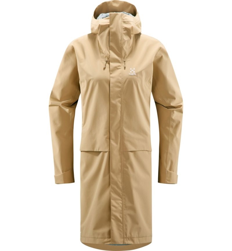 Women's Haglöfs Aria Proof Parka Waterproof Jackets & Raincoats Beige Canada | QD16-374