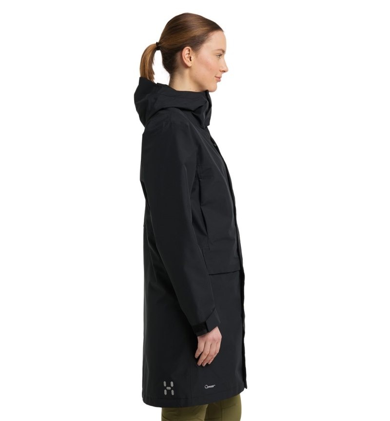 Women's Haglöfs Aria Proof Parka Waterproof Jackets & Raincoats Black Canada | RR44-316