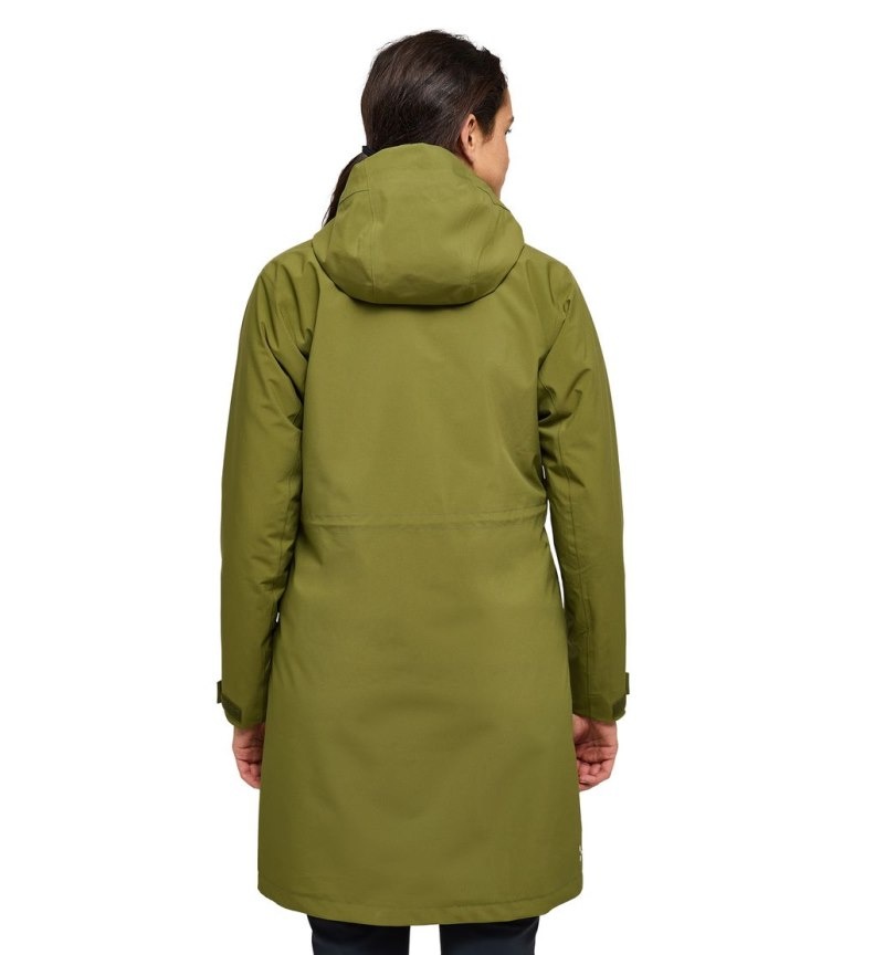 Women's Haglöfs Aria Proof Parka Waterproof Jackets & Raincoats Olive Green Canada | FY60-480