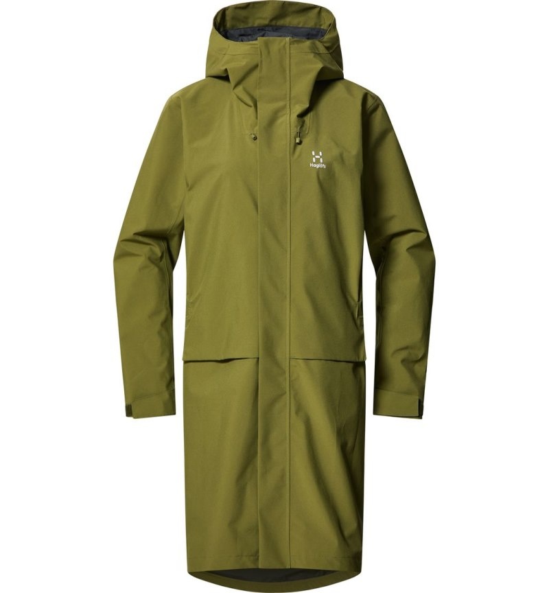 Women's Haglöfs Aria Proof Parka Waterproof Jackets & Raincoats Olive Green Canada | FY60-480