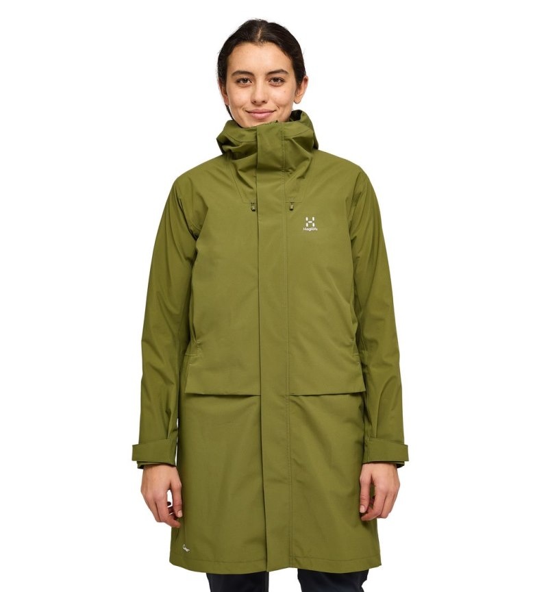 Women\'s Haglöfs Aria Proof Parka Waterproof Jackets & Raincoats Olive Green Canada | FY60-480