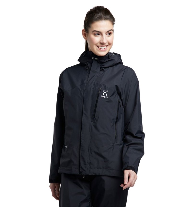 Women\'s Haglöfs Astral GTX Jacket Windbreaker Black Canada | YG81-773