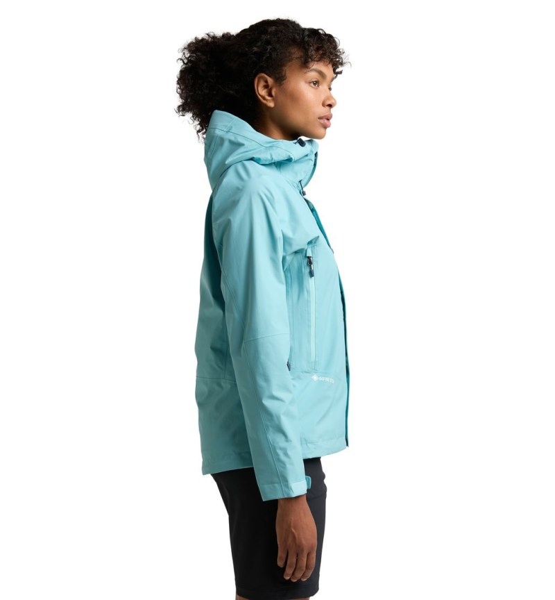 Women's Haglöfs Astral GTX Jacket Windbreaker Green Blue Canada | DF12-635