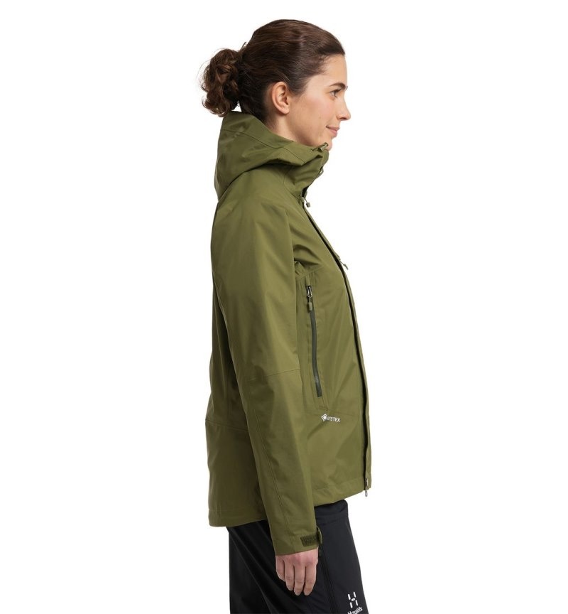 Women's Haglöfs Astral GTX Jacket Windbreaker Olive Green Canada | NL65-445