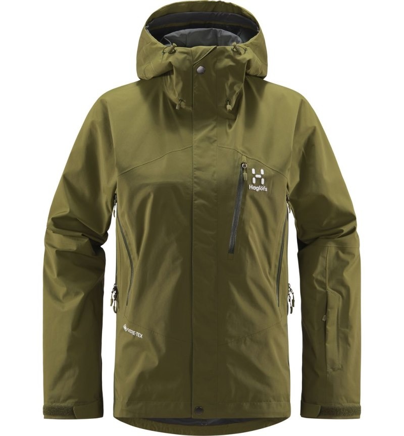 Women's Haglöfs Astral GTX Jacket Windbreaker Olive Green Canada | NL65-445