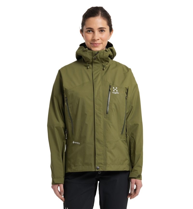 Women\'s Haglöfs Astral GTX Jacket Windbreaker Olive Green Canada | NL65-445