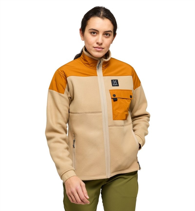 Women's Haglöfs Avesta Hybrid Jacket Fleece Jackets Beige Canada | GL04-873