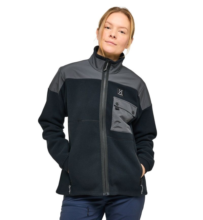 Women's Haglöfs Avesta Hybrid Jacket Fleece Jackets Black Canada | FP50-485