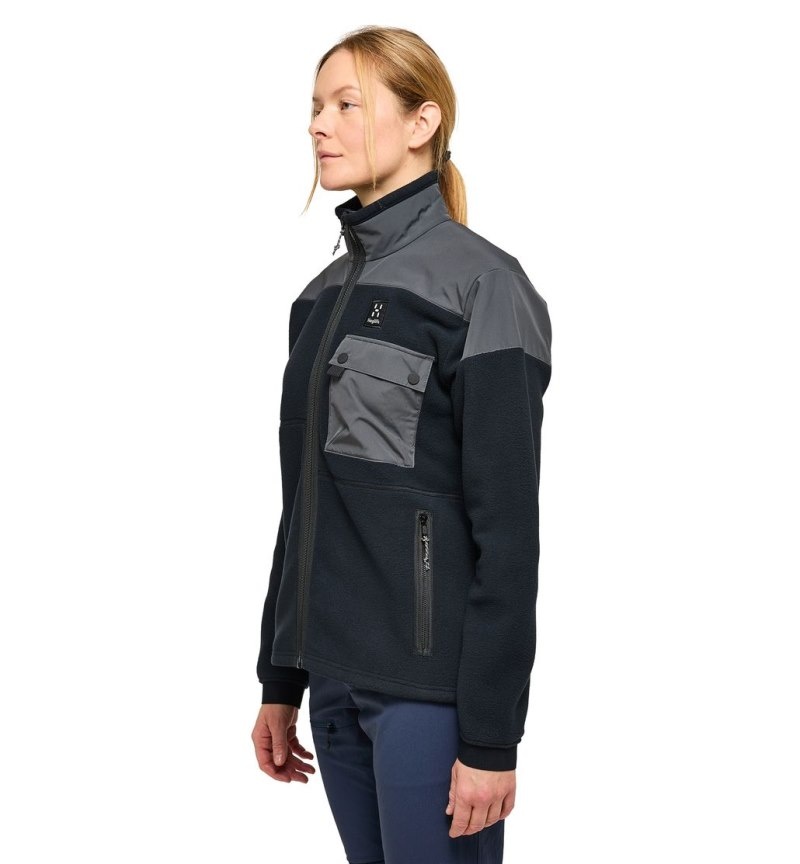 Women's Haglöfs Avesta Hybrid Jacket Fleece Jackets Black Canada | FP50-485