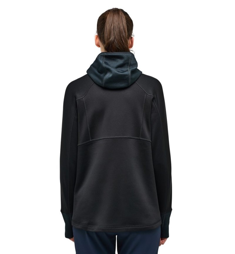 Women's Haglöfs Betula Hood Fleece Jackets Black Canada | GV92-775