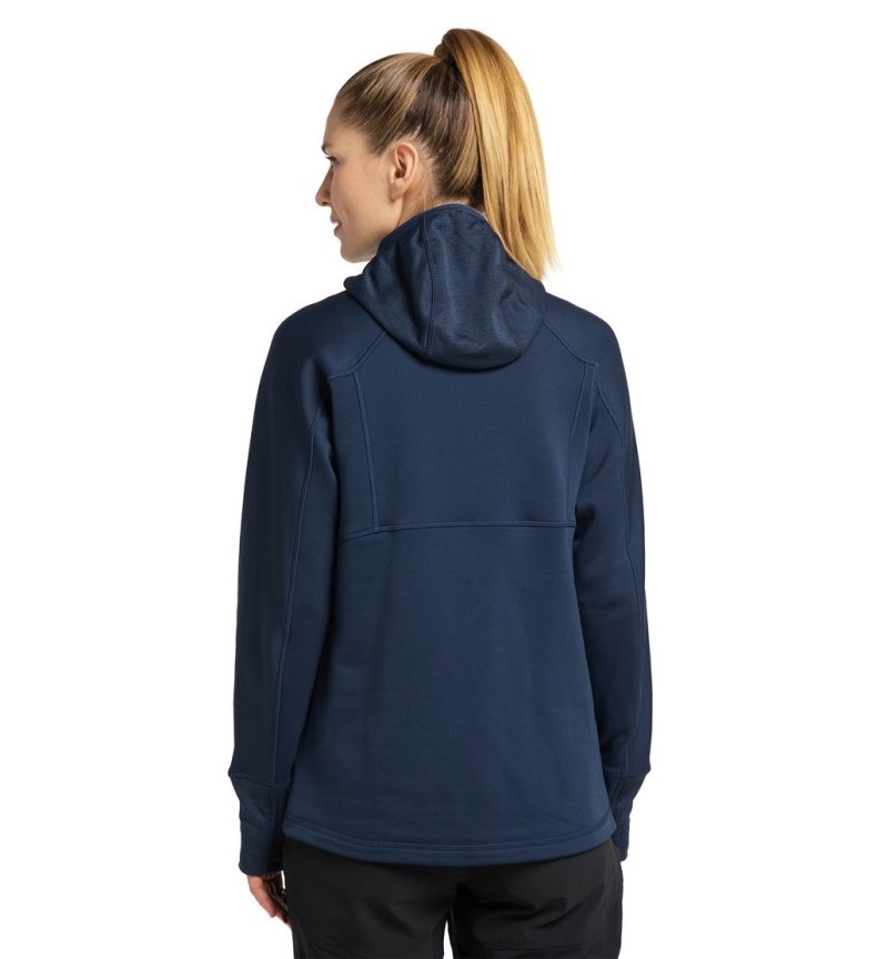 Women's Haglöfs Betula Hood Fleece Jackets Blue Canada | CY28-328