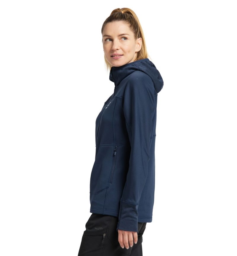 Women's Haglöfs Betula Hood Fleece Jackets Blue Canada | CY28-328