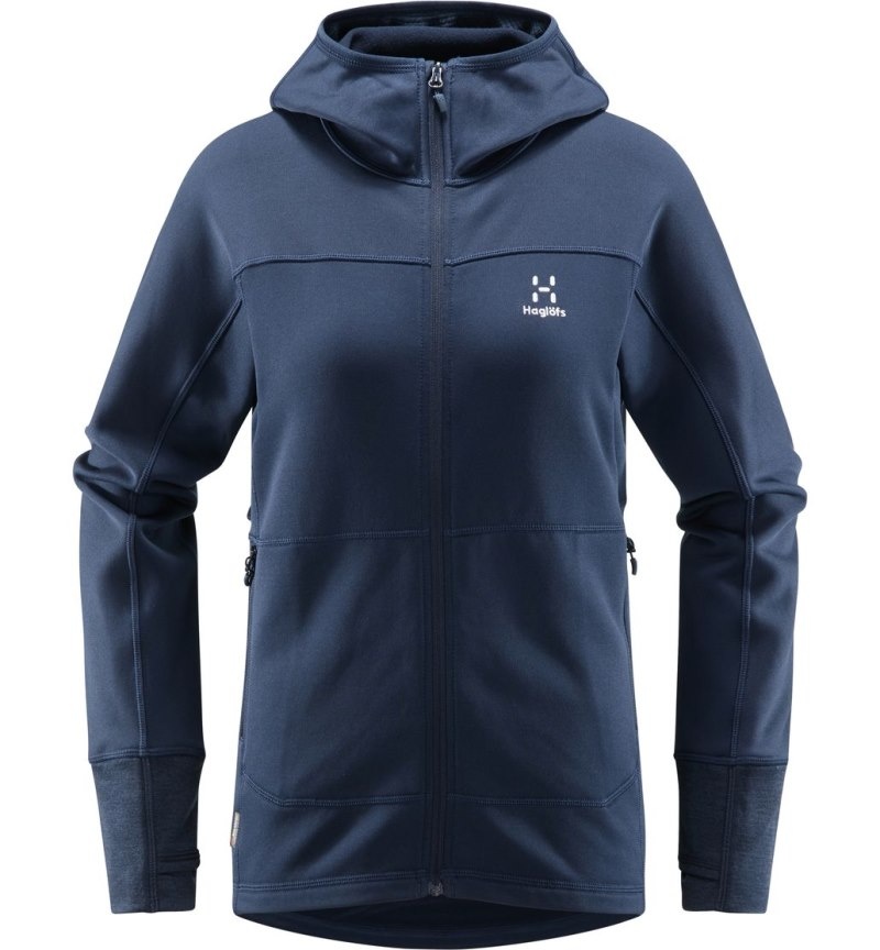 Women's Haglöfs Betula Hood Fleece Jackets Blue Canada | CY28-328