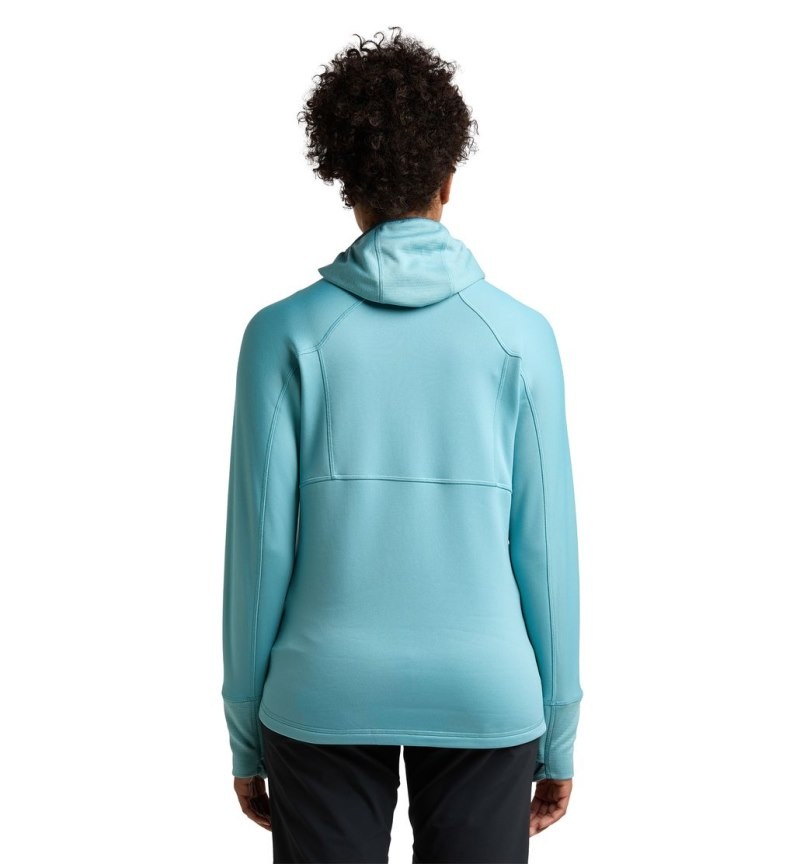 Women's Haglöfs Betula Hood Fleece Jackets Green Blue Canada | FY31-412